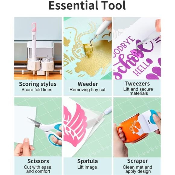 Tools for Vinyl, 6PCS Basic Tools Set fits Cricut,Precision Craft Vinyl Tool Kit - Picture 2 of 8